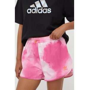 Kraťasy adidas Originals dámské, růžová barva, vzorované, high waist