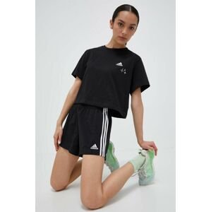 Kraťasy adidas dámské, černá barva, s aplikací, high waist, HT3397