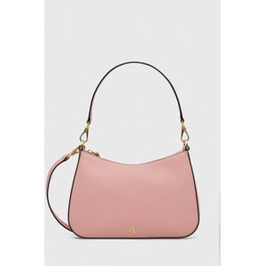 Kožená kabelka Lauren Ralph Lauren růžová barva