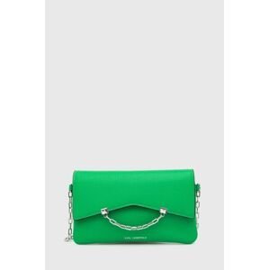 Kožená kabelka Karl Lagerfeld zelená barva