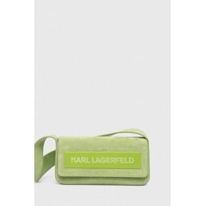 Semišová kabelka Karl Lagerfeld ICON K MD FLAP SHB SUEDE zelená barva