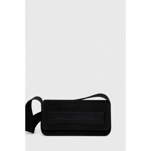 Semišová kabelka Karl Lagerfeld ICON K MD FLAP SHB SUEDE černá barva
