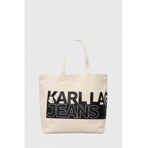 Kabelka Karl Lagerfeld Jeans béžová barva