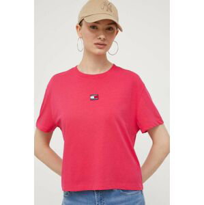 Tričko Tommy Jeans růžová barva