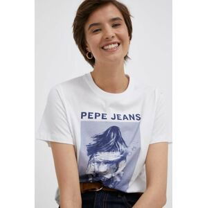 Bavlněné tričko Pepe Jeans bílá barva
