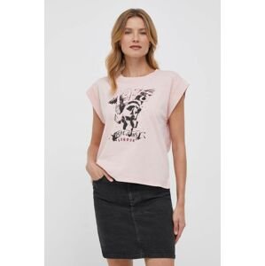 Bavlněné tričko Pepe Jeans Bianca růžová barva