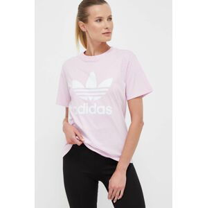 Bavlněné tričko adidas Originals růžová barva