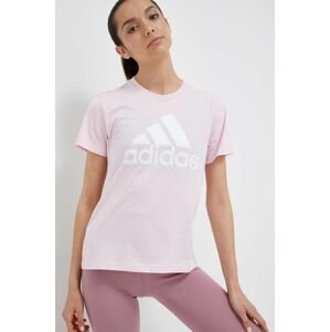 Bavlněné tričko adidas růžová barva