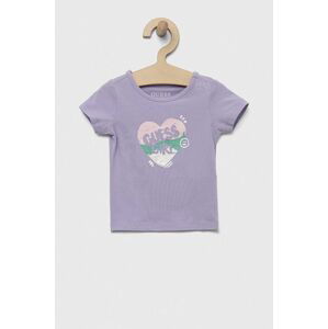 Kojenecké tričko Guess fialová barva