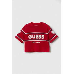 Dětské bavlněné tričko Guess červená barva