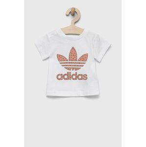 Dětské bavlněné tričko adidas Originals bílá barva