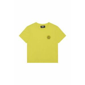 Dětské bavlněné tričko Karl Lagerfeld žlutá barva, s potiskem
