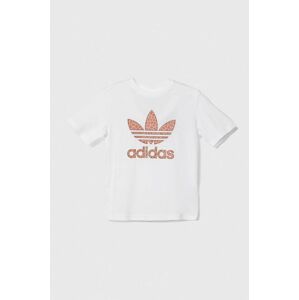 Dětské bavlněné tričko adidas Originals bílá barva, s potiskem