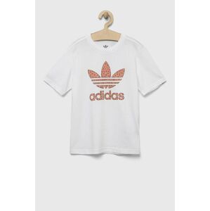 Dětské bavlněné tričko adidas Originals bílá barva, s potiskem