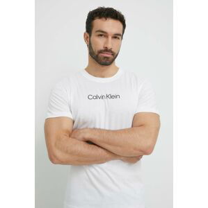Bavlněné plážové tričko Calvin Klein bílá barva, s potiskem