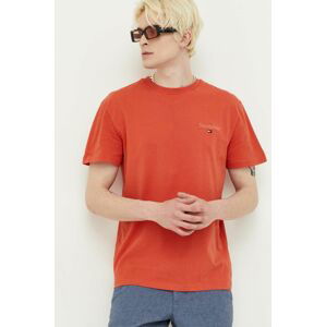 Bavlněné tričko Tommy Jeans oranžová barva