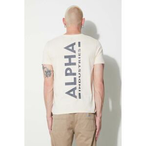 Bavlněné tričko Alpha Industries béžová barva, s potiskem, 128507.578-JetStreamW