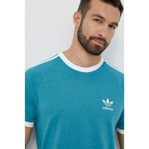 Bavlněné tričko adidas Originals tyrkysová barva, s aplikací