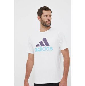 Bavlněné tričko adidas bílá barva, s potiskem