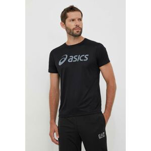 Běžecké tričko Asics černá barva, s potiskem