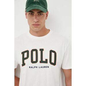 Bavlněné tričko Polo Ralph Lauren bílá barva, s aplikací