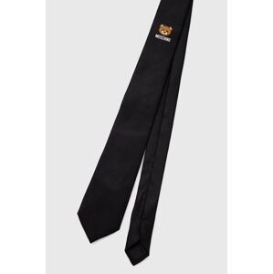 Hedvábná kravata Moschino černá barva