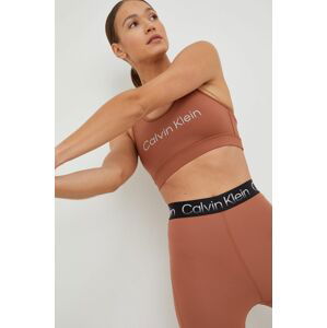 Sportovní podprsenka Calvin Klein Performance Ck Essentials hnědá barva