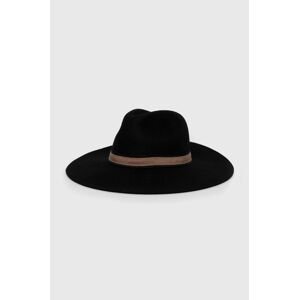 Vlněný klobouk Pieces černá barva, vlněný