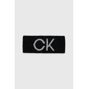 Vlněná čelenka Calvin Klein černá barva