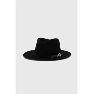 Vlněný klobouk Guess černá barva, vlněný