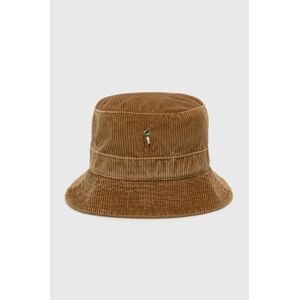Manšestrový klobouok Polo Ralph Lauren hnědá barva, bavlněný