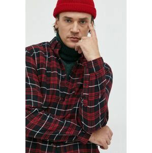 Bavlněné tričko Jack & Jones červená barva, slim, s límečkem button-down