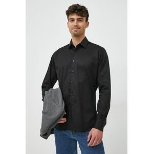 Bavlněné tričko Karl Lagerfeld černá barva, regular, s klasickým límcem