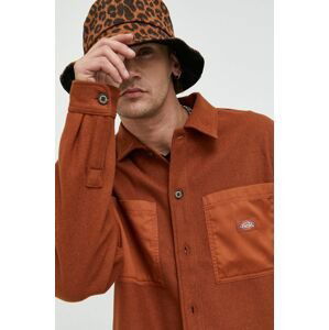 Košile Dickies pánská, oranžová barva, regular, s klasickým límcem