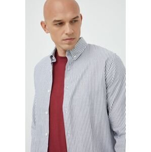Bavlněné tričko Selected Homme tmavomodrá barva, regular, s límečkem button-down