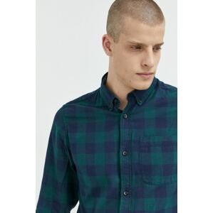 Bavlněné tričko Produkt by Jack & Jones zelená barva, regular, s límečkem button-down