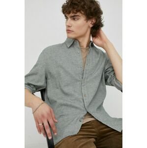 Bavlněné tričko Marc O'Polo šedá barva, regular, s klasickým límcem