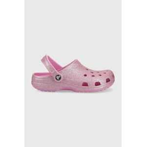Pantofle Crocs Classic Glitter Ii Clog dámské, růžová barva