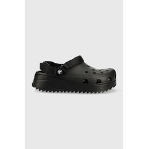 Pantofle Crocs Classic Hiker Clog dámské, černá barva, na platformě