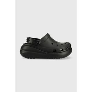 Pantofle Crocs Classic Crush Clog dámské, černá barva, na platformě, 207521.001.D-BLACK