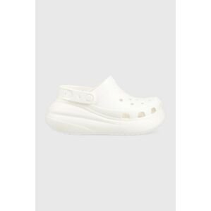 Pantofle Crocs Classic Crush Clog dámské, bílá barva, na platformě, 207521.100.D-WHITE