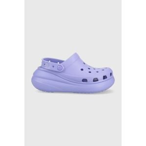 Pantofle Crocs Classic Crush Clog dámské, fialová barva, na platformě