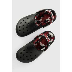 Pantofle Crocs Classic Lined Camo Clog dámské, černá barva