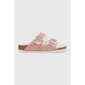 Semišové papuče Birkenstock Arizona Shearling růžová barva, 1023258