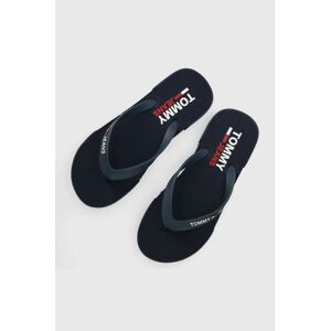 Žabky Tommy Jeans Mens Flag Beach Sandal pánské, tmavomodrá barva