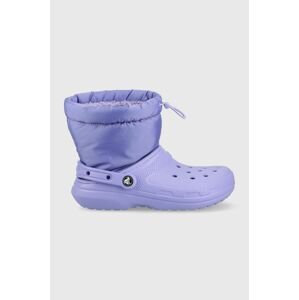 Sněhule Crocs Classic Lined Neo Puff Boot fialová barva