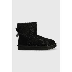 Semišové sněhule UGG W Mini Bailey Bow černá barva