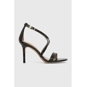 Kožené sandály Lauren Ralph Lauren Goldfoile černá barva