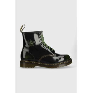 Kožené kotníkové boty Dr. Martens 1460 The Clash dámské, černá barva, na plochém podpatku, DM28000342-black