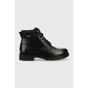 Trapery Tommy Jeans Classic Short Lace Up Boot pánské, černá barva